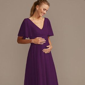 Flutter Sleeve Mesh Maternity Bridesmaid Dress